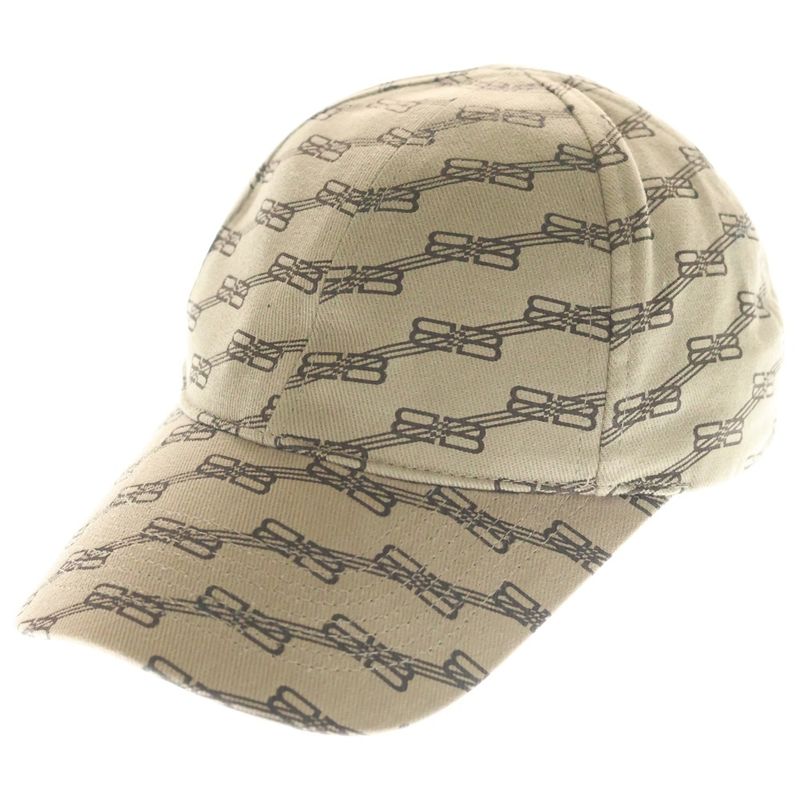 Balenciaga BB Logo Monogram Baseball Cap Hat Beige