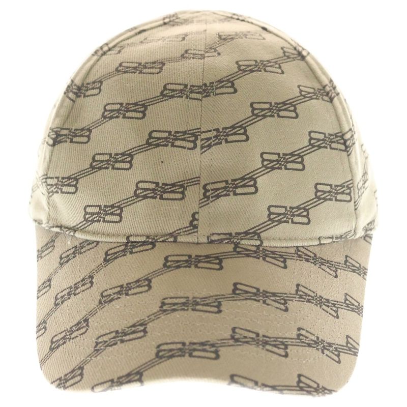 Balenciaga BB Logo Monogram Baseball Cap Hat Beige
