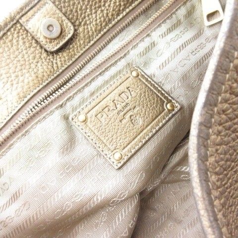 Prada Tote Shoulder Bag Metallic Gold