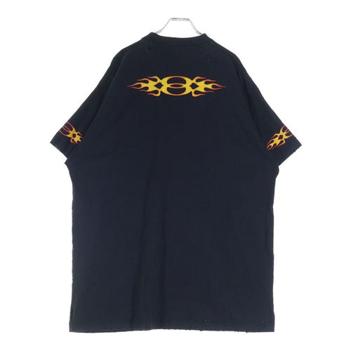 Balenciaga Distressed Flame Logo Oversize T-Shirt Black
