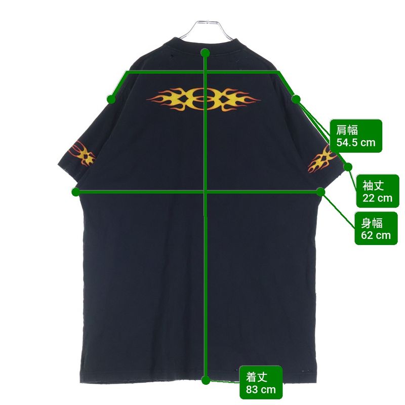Balenciaga Distressed Flame Logo Oversize T-Shirt Black