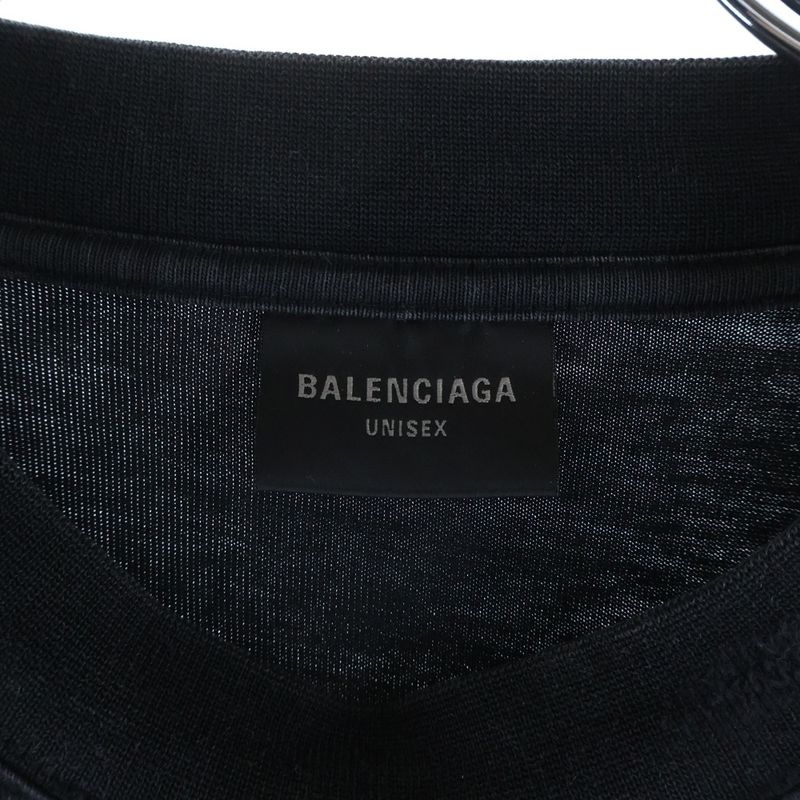 Balenciaga Distressed Flame Logo Oversize T-Shirt Black
