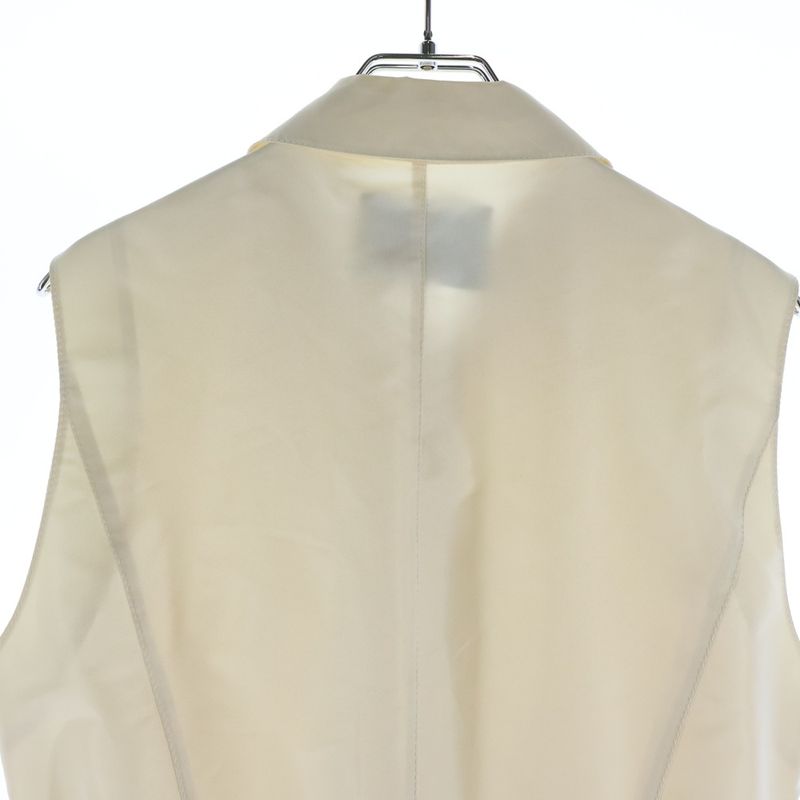 Prada Logo Belt Nylon Half Zip Sleeveless Long Dress Ivory