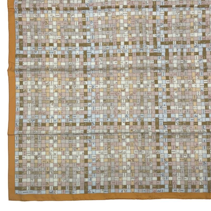 Hermes Scarf Silk Carre 90 Bolduc Au Beige