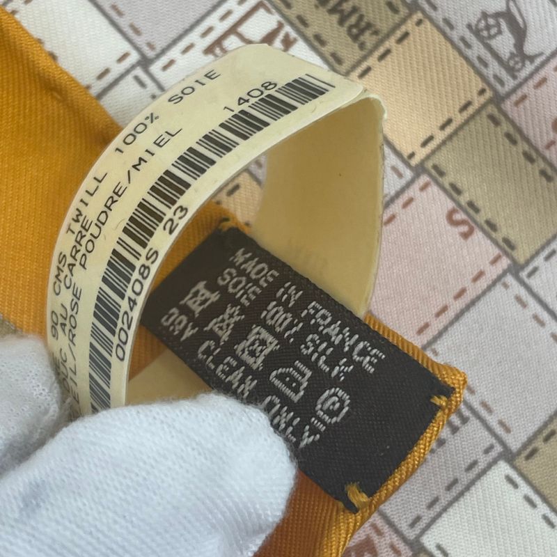 Hermes Scarf Silk Carre 90 Bolduc Au Beige