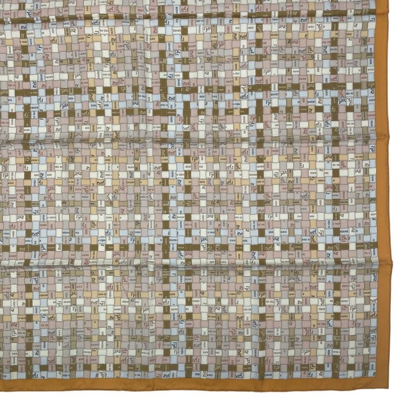 Hermes Scarf Silk Carre 90 Bolduc Au Beige