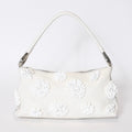 Prada Hobo Handbag Beads Leather White