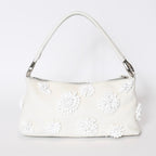 Prada Hobo Handbag Beads Leather White — view 2