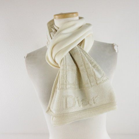 Dior Wool Scarf Shawl Logo Off White Off-white