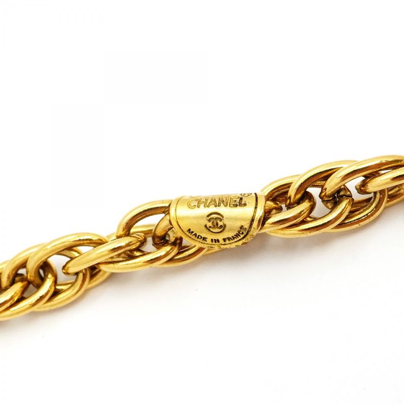 Chanel Necklace Vintage CC Logo Lariat Gold Plated
