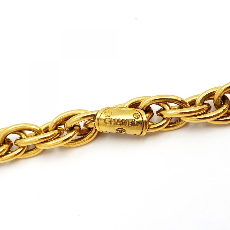 Chanel Necklace Vintage CC Logo Lariat Gold Plated