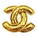 Chanel Brooch CC Logo Quilted Gold Plated