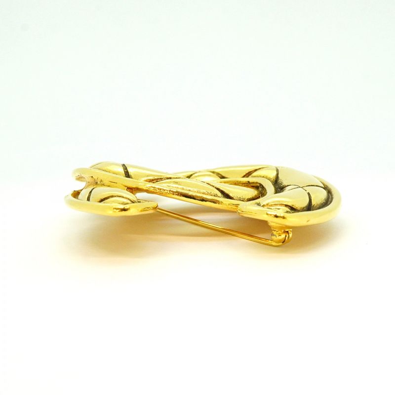 Chanel Brooch CC Logo Quilted Gold Plated