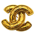 Chanel Brooch CC Logo Quilted Gold Plated
