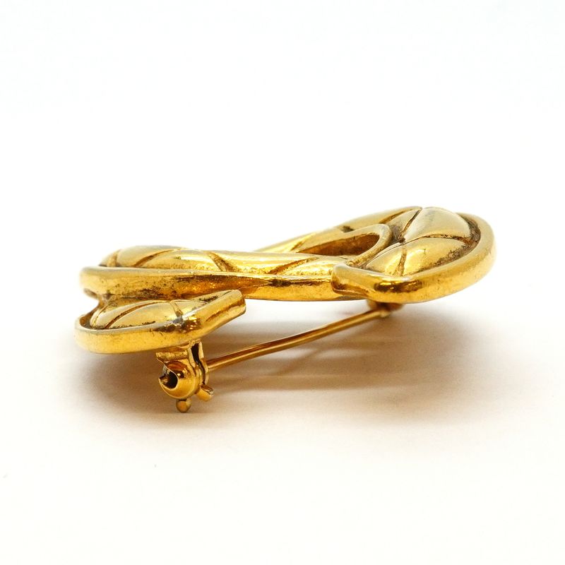 Chanel Brooch CC Logo Quilted Gold Plated