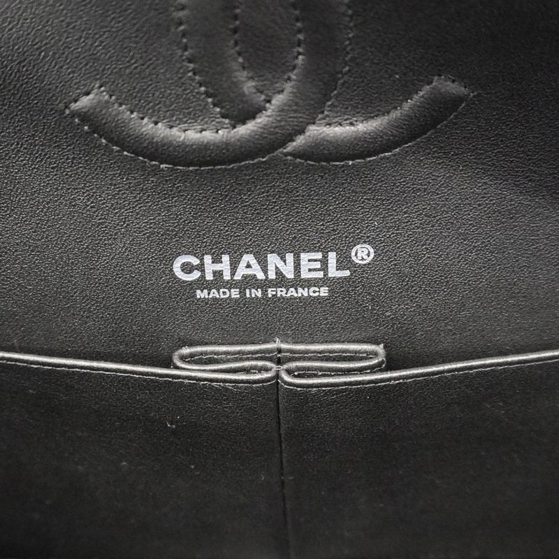 Chanel Shoulder Bag Quilted Denim Black Silver