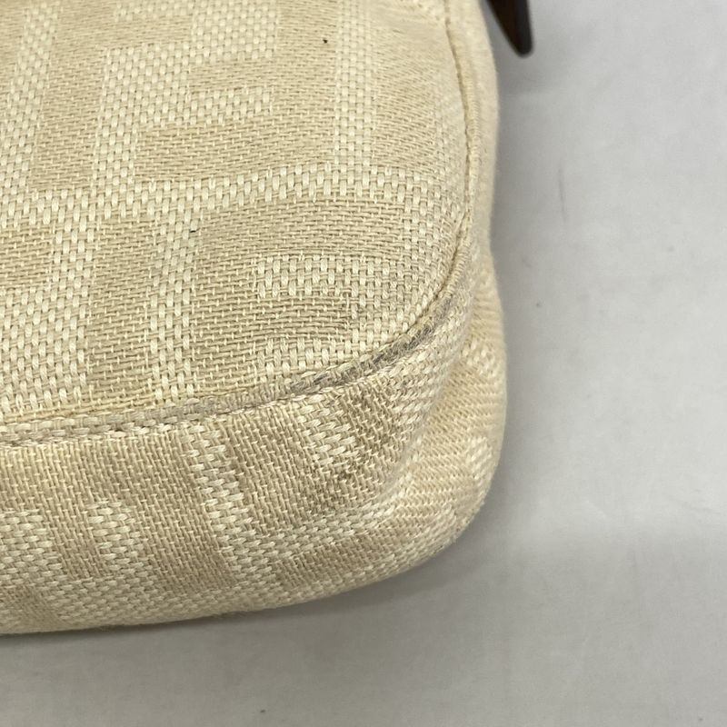 Fendi Handbag Zucca Mamma Bucket Canvas Beige Brown Silver