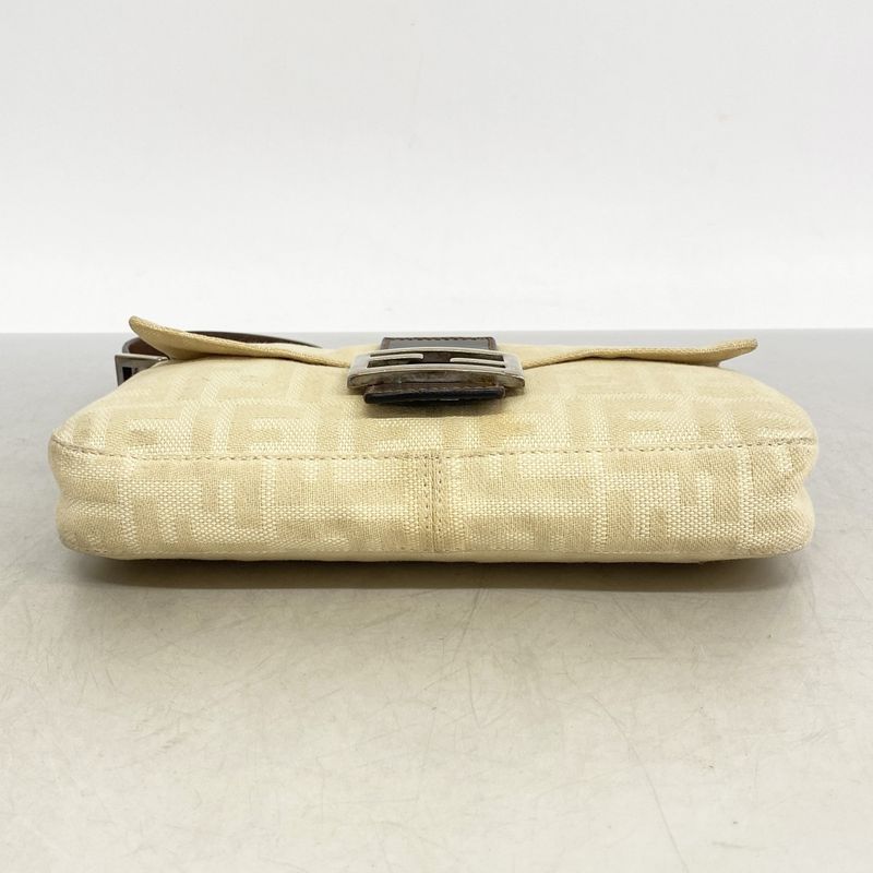 Fendi Handbag Zucca Mamma Bucket Canvas Beige Brown Silver