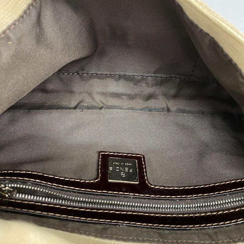 Fendi Handbag Zucca Mamma Bucket Canvas Beige Brown Silver