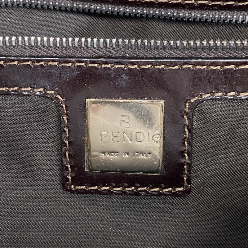Fendi Handbag Zucca Mamma Bucket Canvas Beige Brown Silver