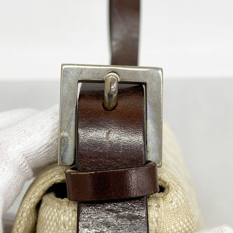 Fendi Handbag Zucca Mamma Bucket Canvas Beige Brown Silver