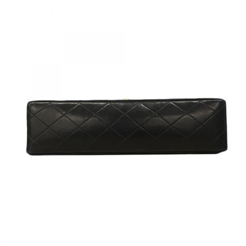 Chanel Shoulder Bag Quilted Lambskin Black Gold