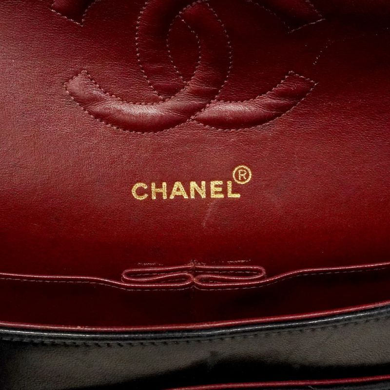 Chanel Shoulder Bag Quilted Lambskin Black Gold