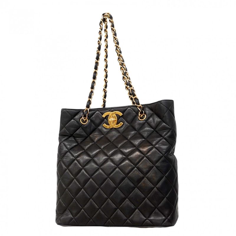 Chanel Chain Quilted Deca Coco Lambskin Black Gold
