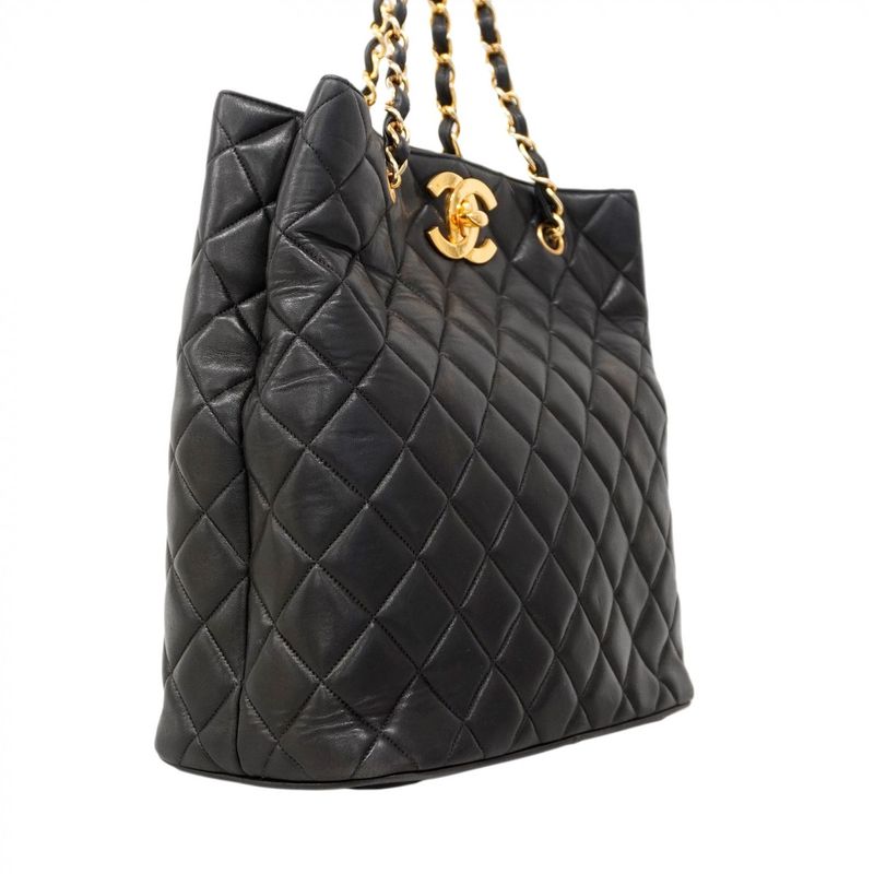 Chanel Chain Quilted Deca Coco Lambskin Black Gold