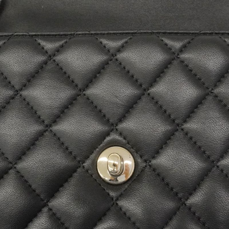 Chanel Handbag Quilted Lambskin Black Champagne Gold 2-Way Bag