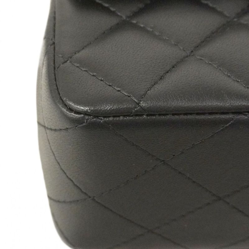 Chanel Handbag Quilted Lambskin Black Champagne Gold 2-Way Bag