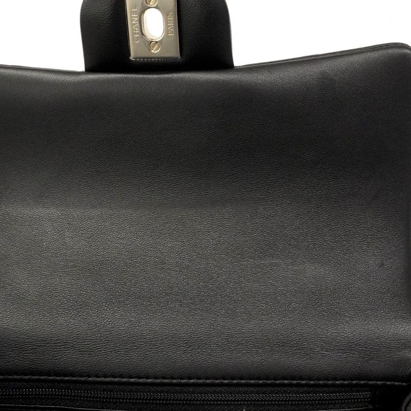 Chanel Handbag Quilted Lambskin Black Champagne Gold 2-Way Bag