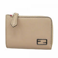 Fendi Coin Case Leather Grey Silver Greige