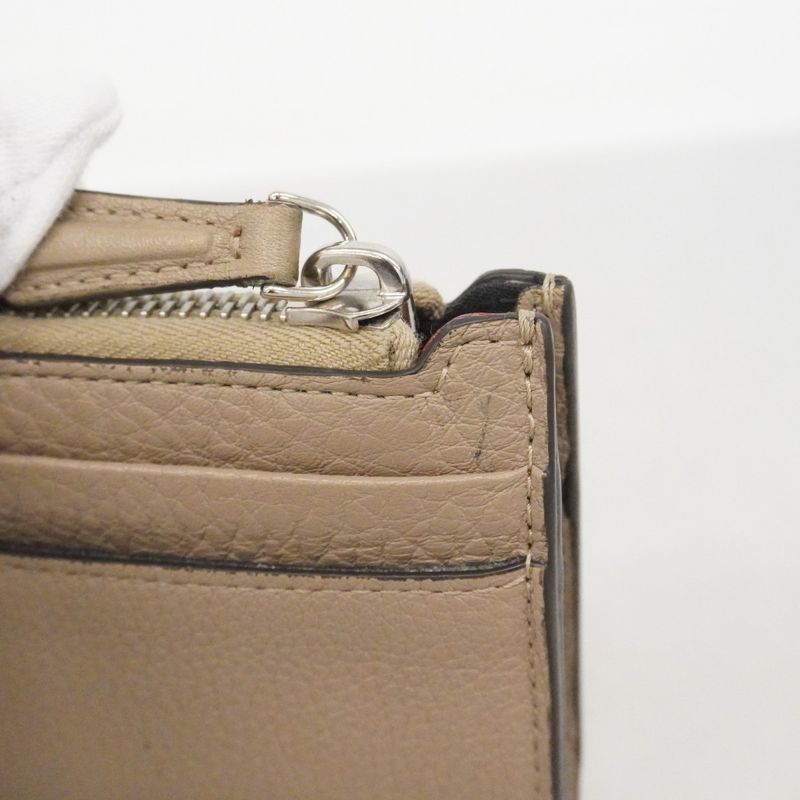 Fendi Coin Case Leather Grey Silver Greige