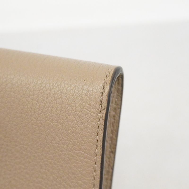 Fendi Coin Case Leather Grey Silver Greige
