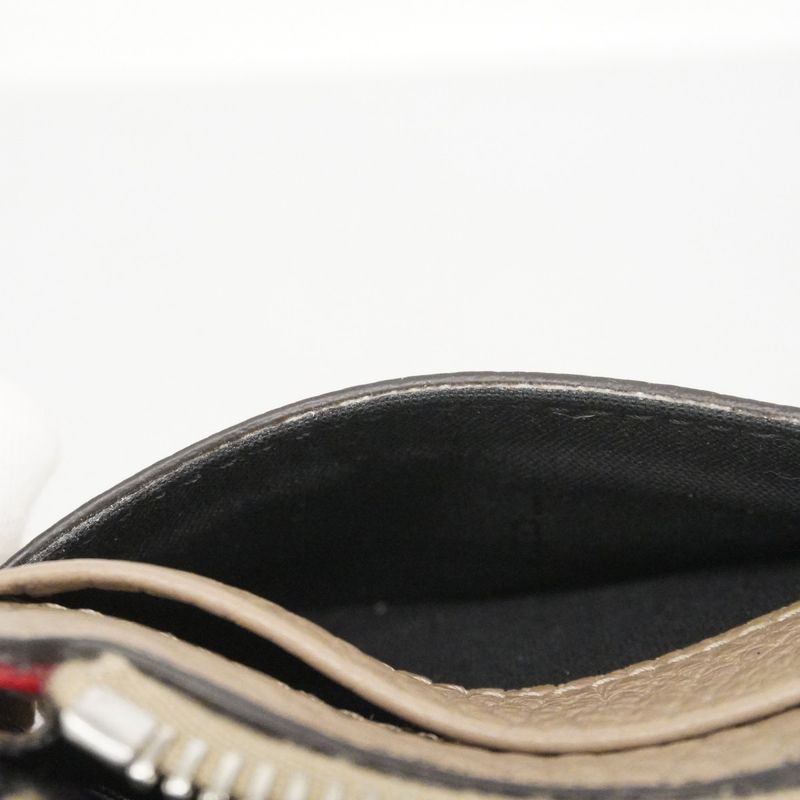 Fendi Coin Case Leather Grey Silver Greige