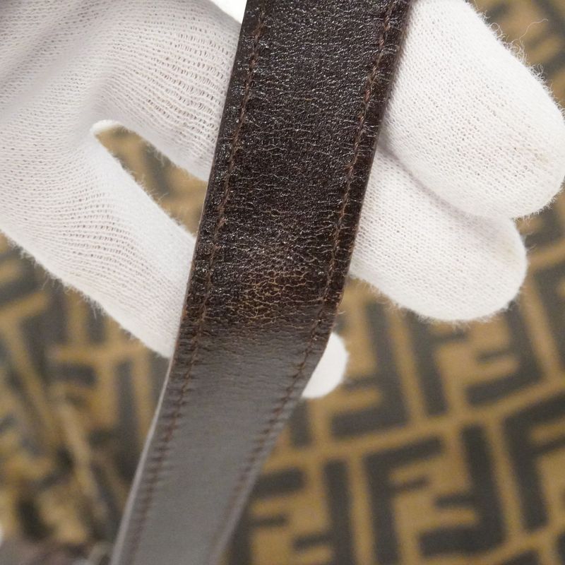 Fendi Handbag Zucca Mamma Bucket Nylon Canvas Brown Silver