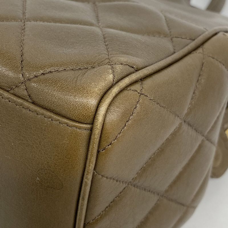 Chanel Handbag Quilted Lambskin Brown Gold