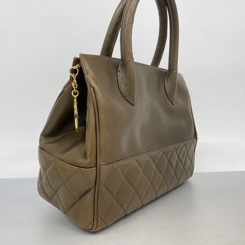 Chanel Handbag Quilted Lambskin Brown Gold