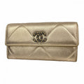 Chanel Wallet 19 Lambskin Champagne Gold Silver