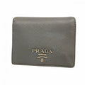 Prada Wallet Saffiano Leather Gray Pink Silver