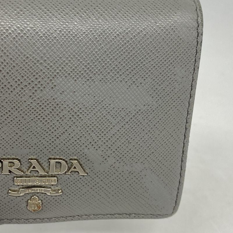 Prada Wallet Saffiano Leather Gray Pink Silver