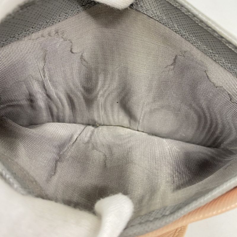 Prada Wallet Saffiano Leather Gray Pink Silver