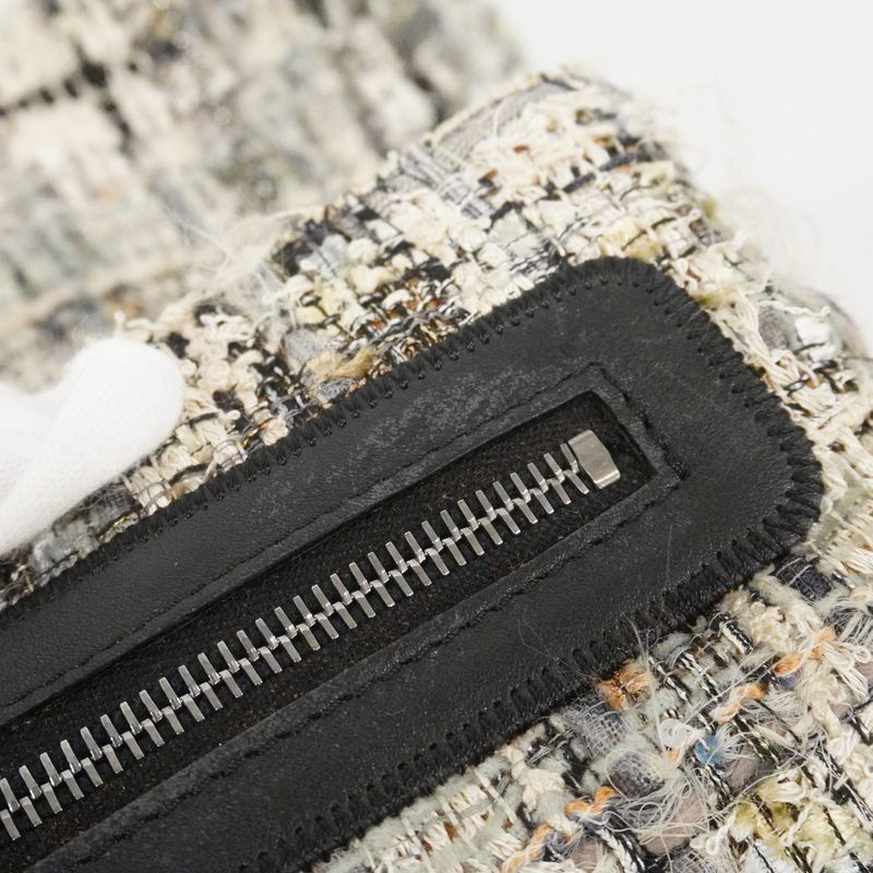 Chanel Shoulder Bag Camellia Tweed Multicolor Silver Hardware Women's