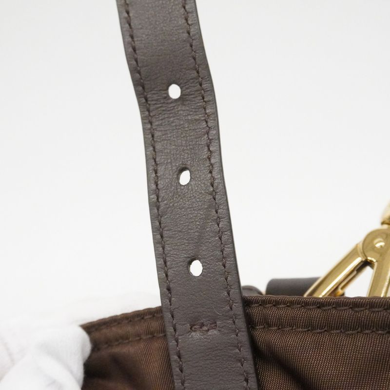Prada Shoulder Bag Tessuto Explorer Nylon Brown Gold