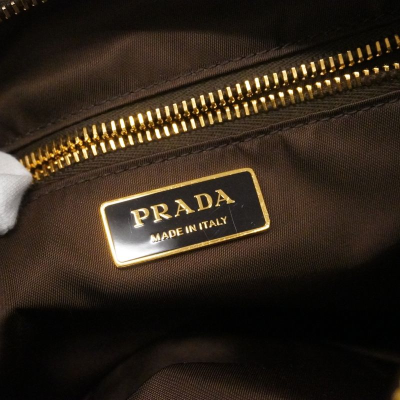 Prada Shoulder Bag Tessuto Explorer Nylon Brown Gold