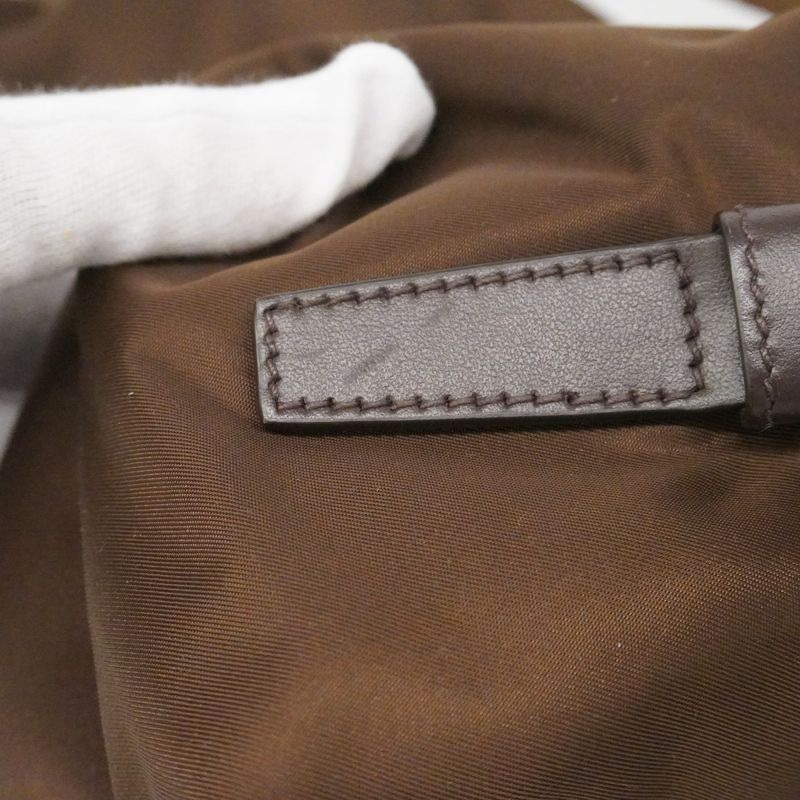 Prada Shoulder Bag Tessuto Explorer Nylon Brown Gold
