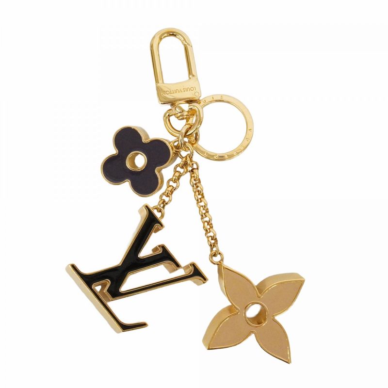 Louis Vuitton Key Holder Charm Fleurdeux Gold Beige Black Cles Diss