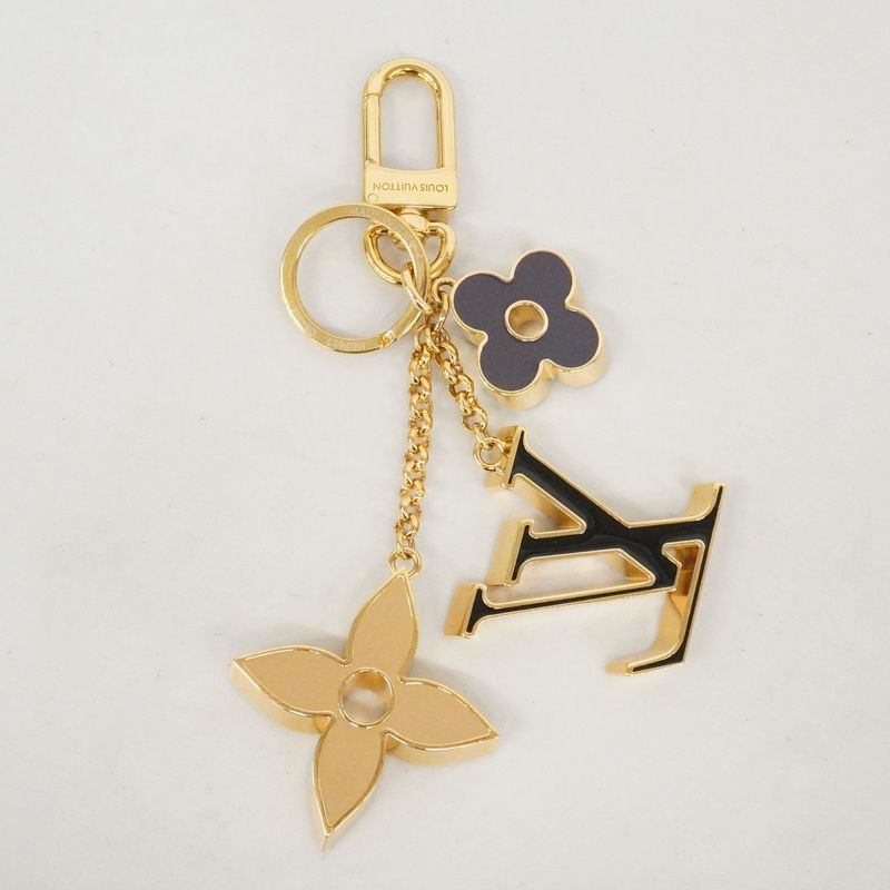 Louis Vuitton Key Holder Charm Fleurdeux Gold Beige Black Cles Diss