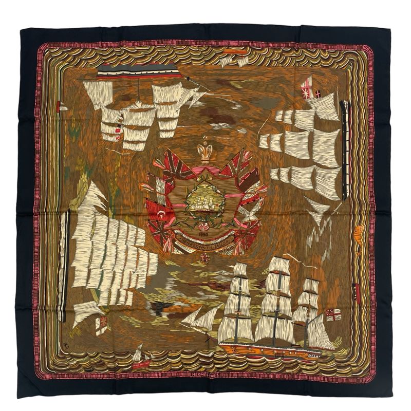 Hermes Scarf Silk Carre 90 Henry Smith Sailor Sailing Ship Nautical